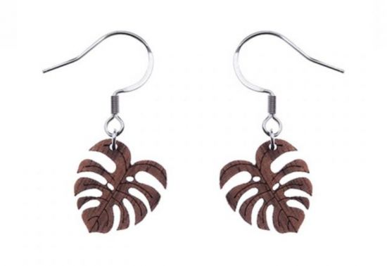 Wooden earrings Monstera Earrings
