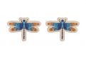 Wooden earrings Blue Dragonfly