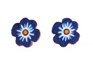 Wooden Earrings – Forget-Me-Not