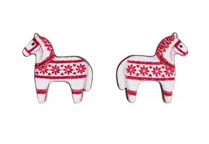 Wooden Earrings – Scandi Red Horse