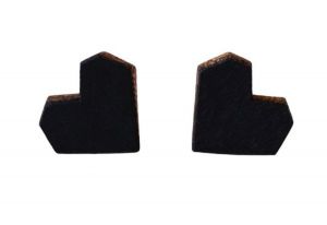 Wooden Earrings Black Heart