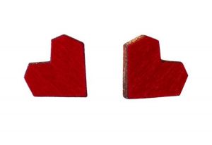 Wooden Earrings Red Heart