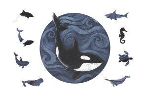 Wooden Puzzle Orca