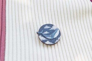 Wooden brooch – Whale