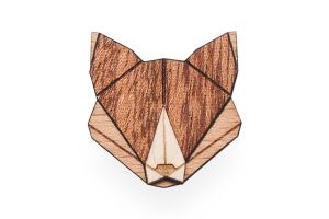 Wooden brooch Fox Brooch