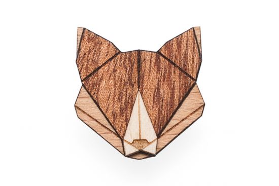 Wooden brooch Fox Brooch