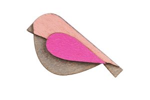 Wooden brooch Pink Bird Brooch