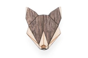 Wooden brooch Wolf Brooch