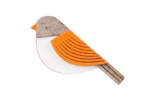 Wooden brooch Orange Cutebird Brooch
