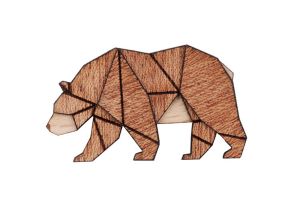 Wooden brooch Walking Bear Brooch