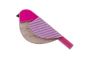 Wooden brooch Purple Cutebird Brooch