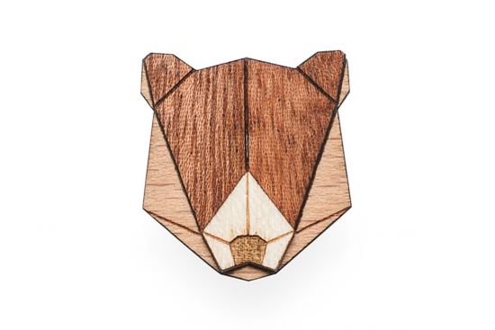 Wooden brooch Bear Brooch