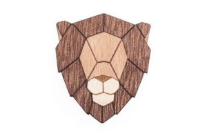 Wooden brooch Lion Brooch
