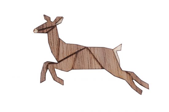 Wooden brooch Jumping Doe Brooch