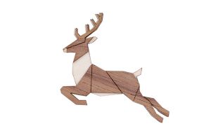 Wooden brooch Jumping Deer Brooch