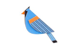 Wooden brooch Blue Cutebird Brooch
