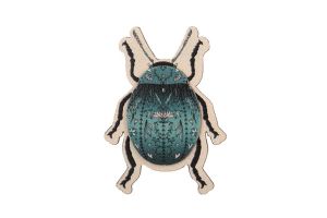 Wooden brooch Blue Beatle