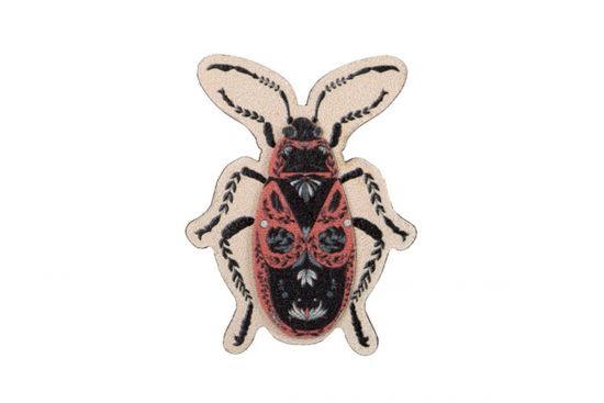Wooden brooch Red Beatle