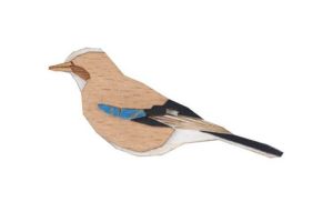 Wooden brooch Jay Brooch