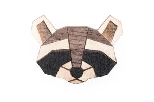 Wooden brooch Raccoon Brooch