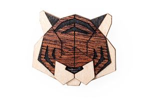 Wooden brooch Tiger Brooch