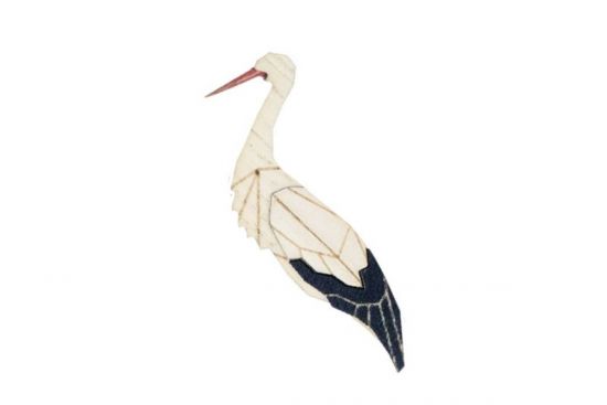 Wooden brooch Stork Brooch