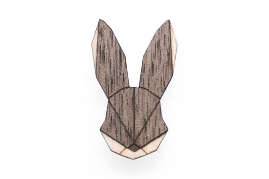 Wooden brooch Hare Brooch