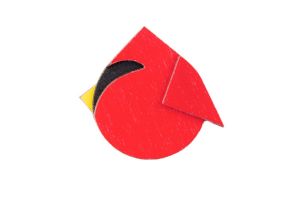 Wooden brooch Red Cutebird Brooch