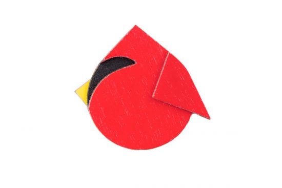 Wooden brooch Red Cutebird Brooch
