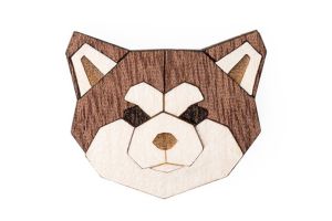 Wooden brooch Akita Inu Brooch