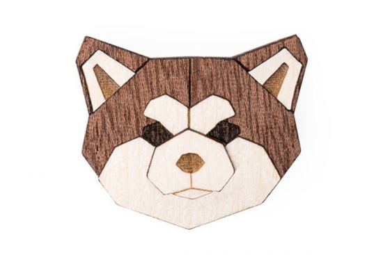 Wooden brooch Akita Inu Brooch