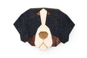Wooden brooch Bernese Mountain Dog Brooch