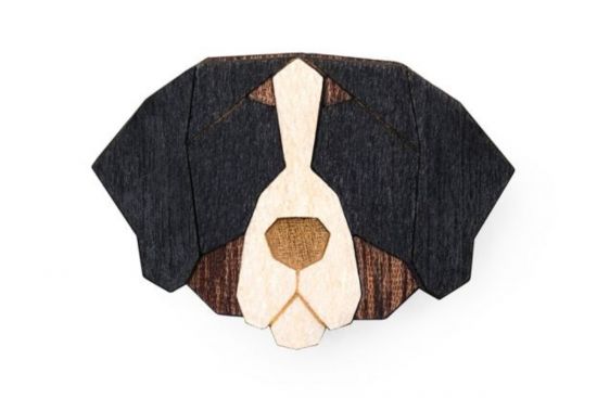 Wooden brooch Bernese Mountain Dog Brooch