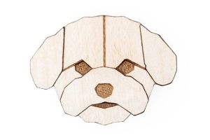 Wooden brooch Bichon Frise Brooch