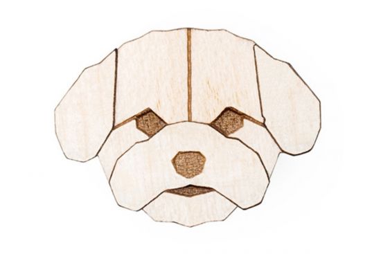 Wooden brooch Bichon Frise Brooch