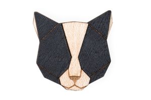 Wooden brooch Black Cat Brooch