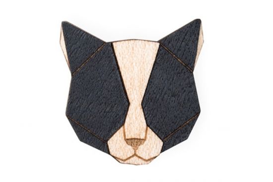Wooden brooch Black Cat Brooch