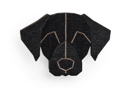 Wooden brooch Black Labrador Brooch
