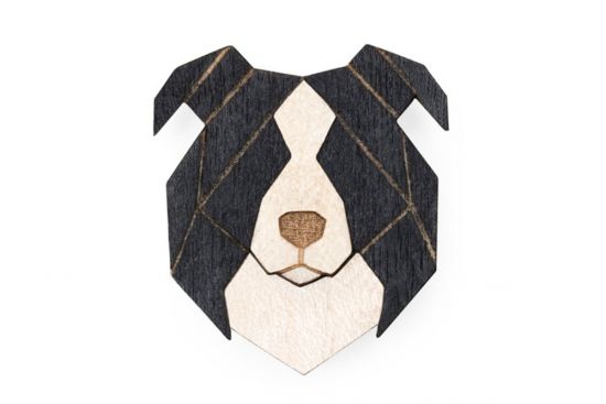 Wooden brooch Border Collie Brooch
