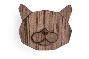 Wooden brooch British Cat Brooch