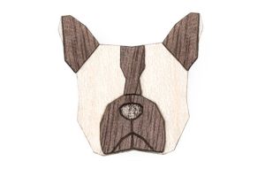Wooden brooch French Bulldog Brooch