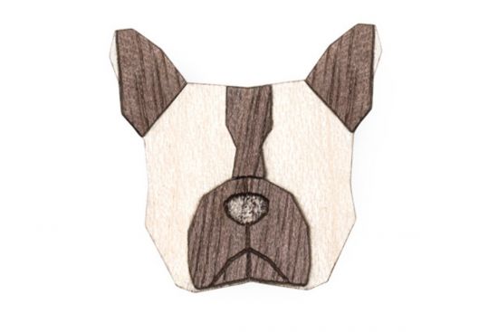 Wooden brooch French Bulldog Brooch