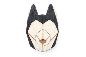 Wooden brooch Husky Brooch