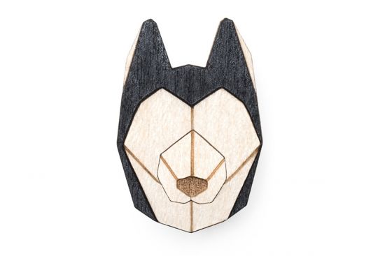 Wooden brooch Husky Brooch