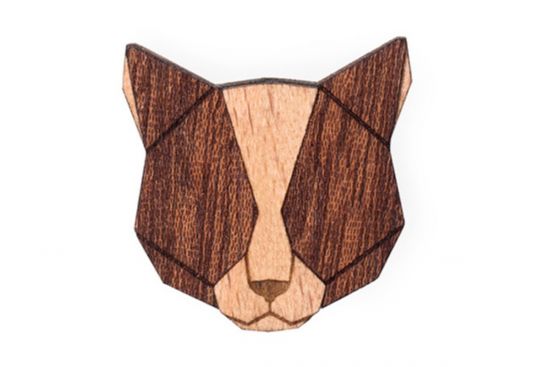 Wooden brooch Red Cat Brooch