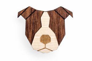 Wooden brooch Staffordshire Bull Terrier Brooch