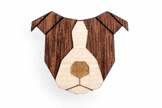 Wooden brooch Staffordshire Bull Terrier Brooch