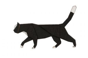 Wooden brooch Walking Cat Brooch