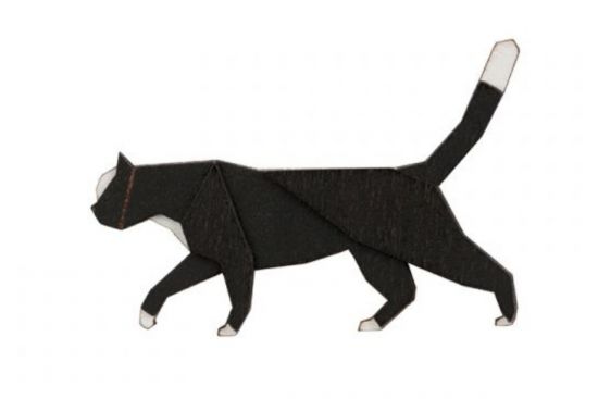 Wooden brooch Walking Cat Brooch
