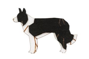 Wooden brooch Walking Collie Brooch